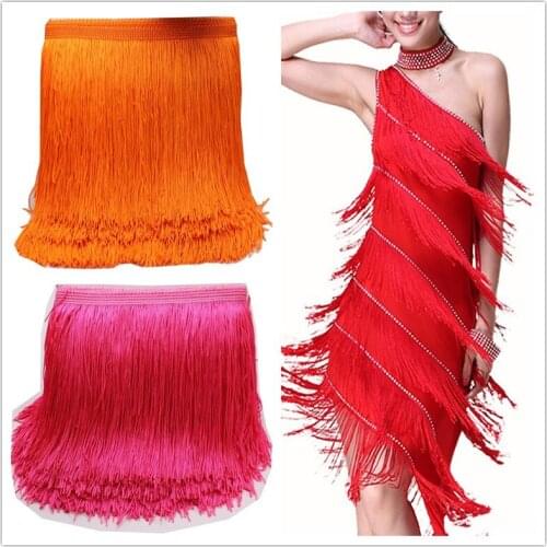 10Meter 15CM Long Lace Trim Ribbon Material Tassel Fringe Trimming Sewing Garment Diy Latin Dress Curtain Cloth Accessory