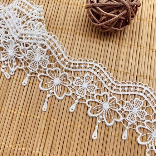 15yards Polyester Ivory Lace Accessories 6.5cm wide Handmade Childrens Clothing Decoration Black Hollow Flower Embroidery 6.5cm