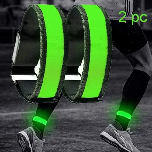 2Pc Cycling Reflective Strips Warning Armband Reflector Wristband Bicycle Bind Strap Pants Hand Leg Sport Tape Bike Safety Alert