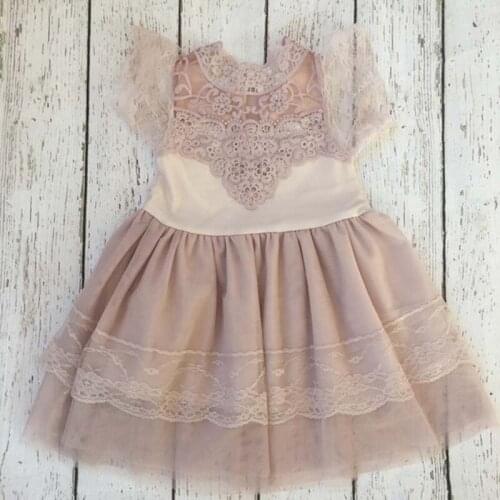 2016 Baby Girls Boutique dress Girls Cotton Lace Puff Sleeve Summer Ball Gown Dresses, Princess Fairy Tulle Party Dance Dress