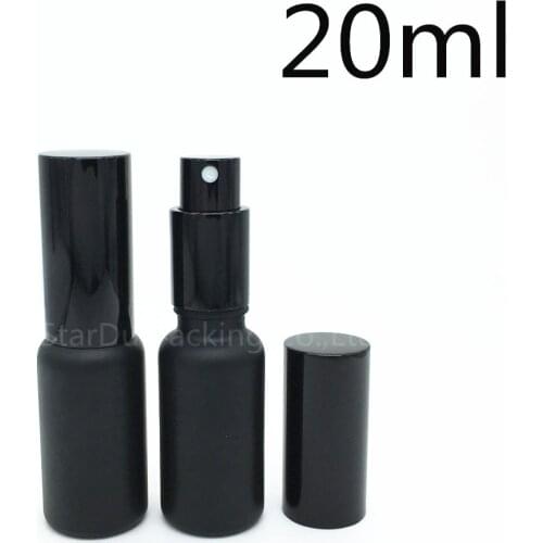 240pcs 20ml black Frosted glass bottle with black aluminum sprayer,20cc Essential Oil Spray perfume bottle
