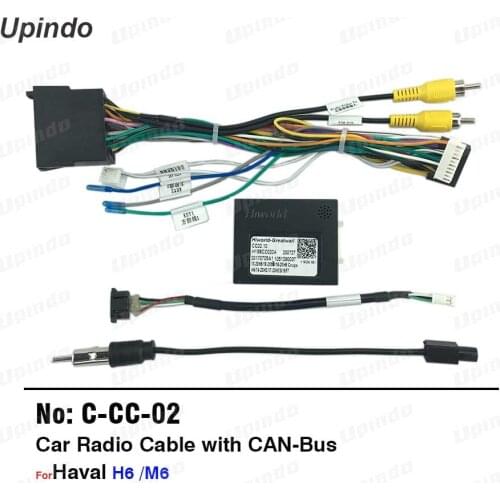 Car Radio Android Head Unit Cable with CAN Bus to UART Box Adapter Wiring Harness Power Connector Socket for Haval M6 H6