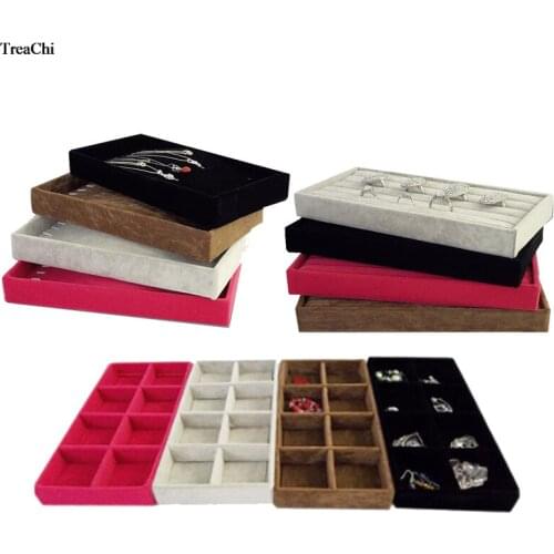 4 Colors Velvet Jewelry Display Tray Diamond Ring Case Chain Earring Cufflink Pendant Beads Organizer Holder Bague Bijoux Box