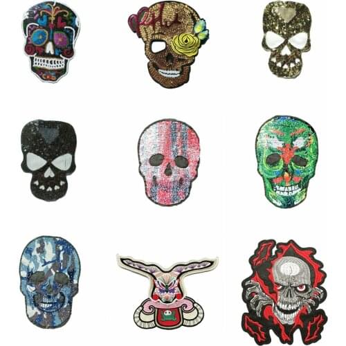 Large embroidery big skull animal cartoon patches for clothing DE-56