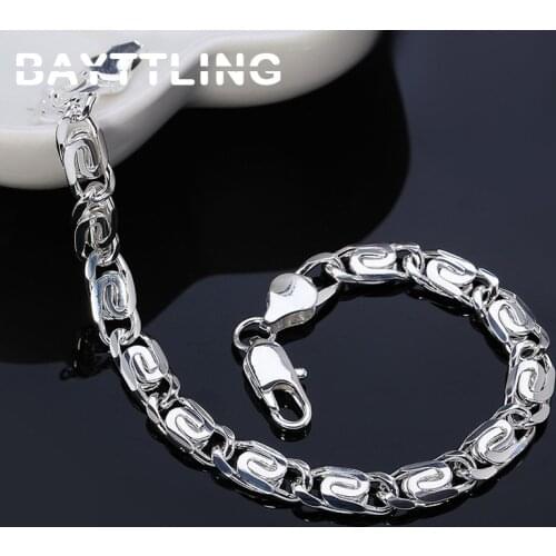 BAYTTLING 925 Sterling Silver 8 Inch Thread Bracelet For Woman Man Charm Wedding Jewelry Birthday Gift
