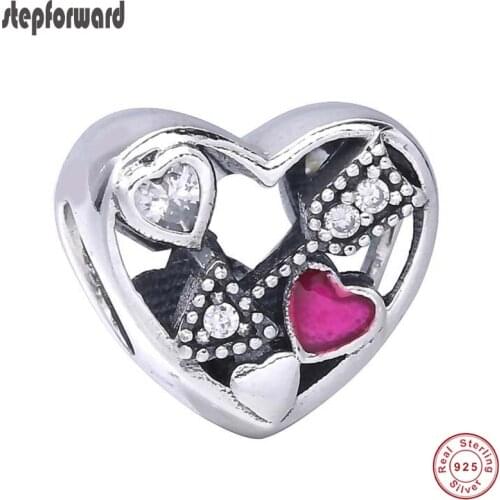 DIY Top Quality Winter Collection Enamel 925 Sterling Silver Archery Heart Charm Fit Bracelet