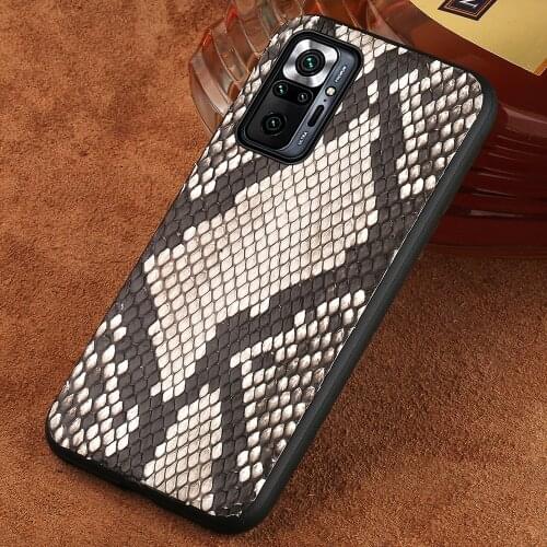 Genuine Python Leather Case For Xiaomi Redmi Note 10 Pro Note 9 8 Pro 9S Cover For Mi 11 10 Ultra 9T 10T Lite Poco X3 Pro F3 M3