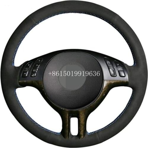 Black Leather DIY Hand-Stitched Car Steering Wheel Cover for BMW E39 E46 X5 325i E53