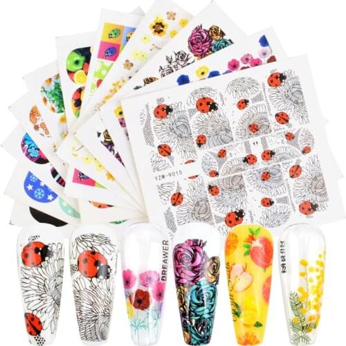 Flower Series Nail Water Decal Stickers Sakura Daisy Lavender Floral Pattern Transfer Sticker Nail Art Decoration