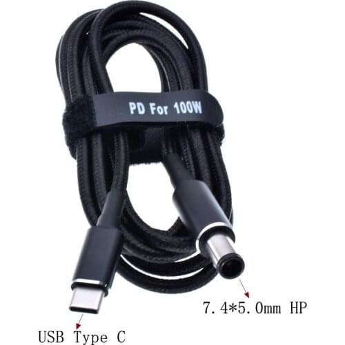 USB Type C Power Charger Plug Cable Connector Converter for Hp Pavilion DV3 DV4 DV5 DV6 Laptop Adapter USB C to 7.4x5.0mm Cable