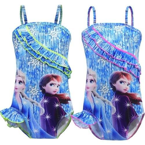Kids Swimwear for Girls Frozen Elsa Princess Girls Swimwear Cartoon Bikini Swimsuits One Piece Plus Size Swimwear 110-150cm