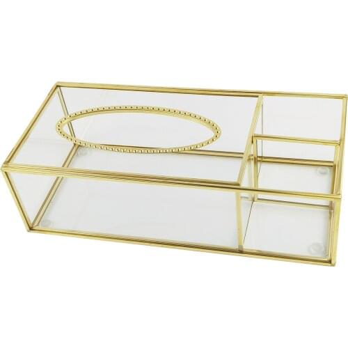 Facial Tissue Dispenser Box Cover Holder Clear Glass Rectangle Napkin Organizer for Bathroom, Kitchen and Office Room