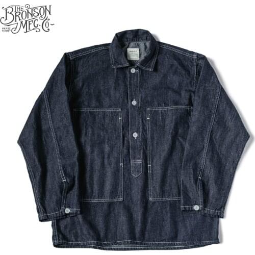 Bronson CCC 1935 US Army Fatigue Jumper 10 oz. Selvage Denim Jackets Military Coats High Quality Workwear Shirts