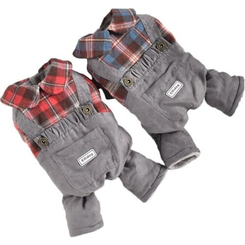 Girl Denim Pants Dog Jumpsuit Coat Design Pet Red Blue Shirt Winter Warm Outfit For Dogs Cat Small Medium Pugs Shop Accessories