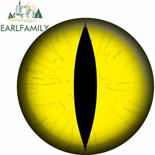 EARLFAMILY 13cm x 13cm for Cat Eyes Yellow Anime Car Stickers Refrigerator Cartoon Decal Personality Windshield Trunk Decoration