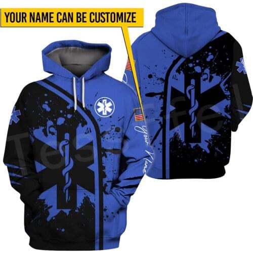 Tessffel Emergency Medical Technician EMT EMS Paramedic Long Sleeve Casual Streetwear 3DPrint Zip/Hoodies/Sweatshirts/Jacket S16