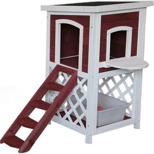 Cat Nest Outdoor Waterproof Solid Wood Anti-Corrosion Rain-Proof Drying Four Seasons Pet Nest Removable Washable Cat House