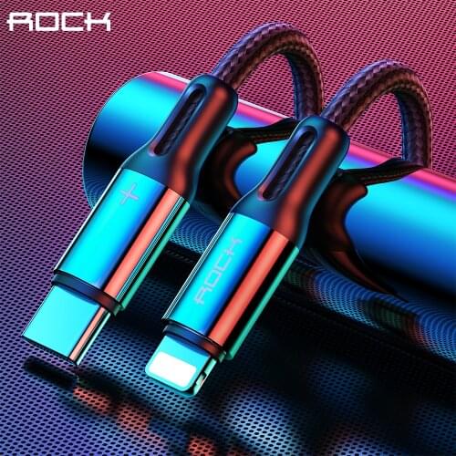 ROCK USB Type C to Lightning PD Cable For iPhone SE 11 Pro Max XS XR X 8 Plus 18W Fast Charging Sync Data Cord Cable for Macbook