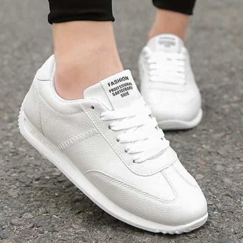 Vulcanize White Leather Shoes Women Casual Comfort Sneakers Lace Up Unisex Sport Shoes Womens Tenis Trainers Waterproof Shoes