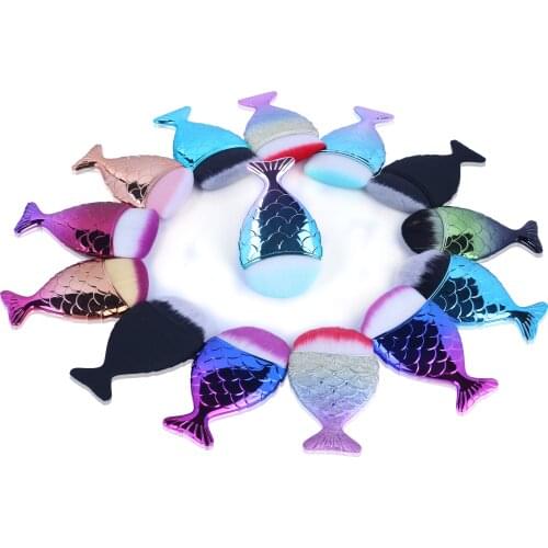 1pc Make Up Brushes Powder Face Highlighter Sponge Professional Repair Mermaid Holder Shape Foundation Cosmetic Fish Tools Kit
