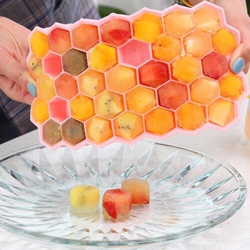 Kitchen Tools Ice Cube Mold 1Pcs for Summer Reusable Silicone with Cover/no Cover Honeycomb Shape Whiskey Cocktail Ice mold