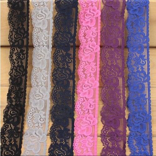 10 meter beautiful stretch Embroidered sewing accessories wedding party decoration lace ribbon 3.5cm wide elastic lace trim