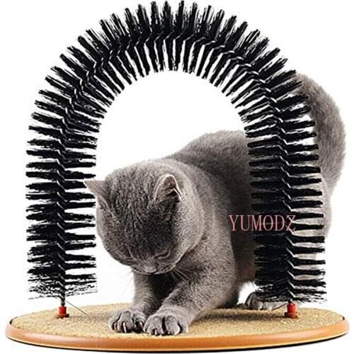 Comfortable Arch Cats Massager Pet Cat Itching Grooming Supplies Round Fleece Base Kitten Toy Scratching Device Brush for Pets