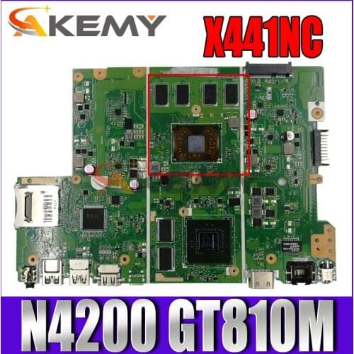 Akemy X441NC Laptop motherboard for ASUS VivoBook Max X441NC X441N original mainboard 4GB-RAM N4200 GT810M