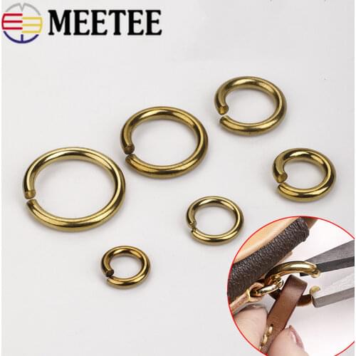 Meetee 20pcs 10-50mm Pure Brass Opening O Ring Buckle Copper Connection Rings Hang Hook Clasp DIY Bags Hardware Accessory AP308