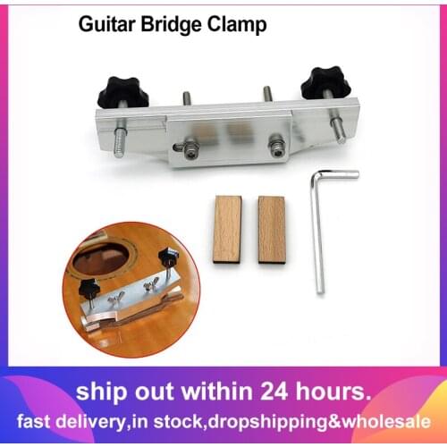 Metal Guitar Bridge Clamp Stainless Steel Guitar Bridge Bonding Tool For Luthiers With 2 Pcs Wooden Block Guitar Parts Accessory
