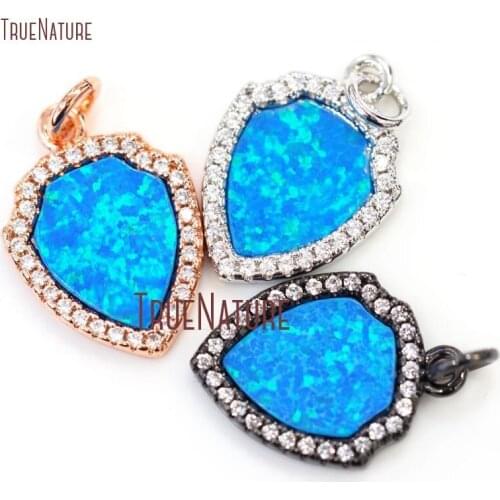 10Pcs Blue Opal Clear Zircon Micro Inserts Silver, Rose Gold, Gun Black Arrowhead Charm Copper Charm 16x12mm PM14064