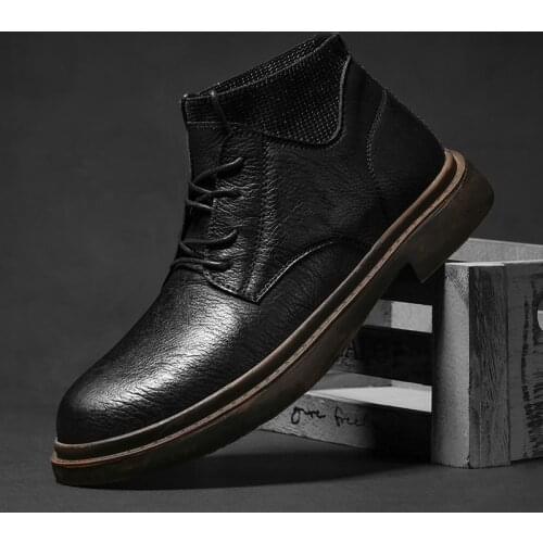 Men Boots Men Leather Boots Shoes Outdoor Casual Men Winter Warm Shoes Fashion Sneakers Men Shoes