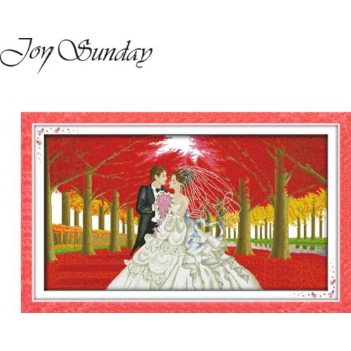 Cross Stitch Wedding Embroidery Kit Aida Fabric 14CT 11CT DMC Thread Counted Printed Water Soluble Canva Stitch Cross Needlework