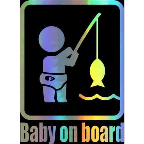 Car Stickers 3D 11*15.2cm Baby ON BOARD Fishing WARNING SAFETY SIGN Stickers and Decals Car Styling Funny Sticker On Cars