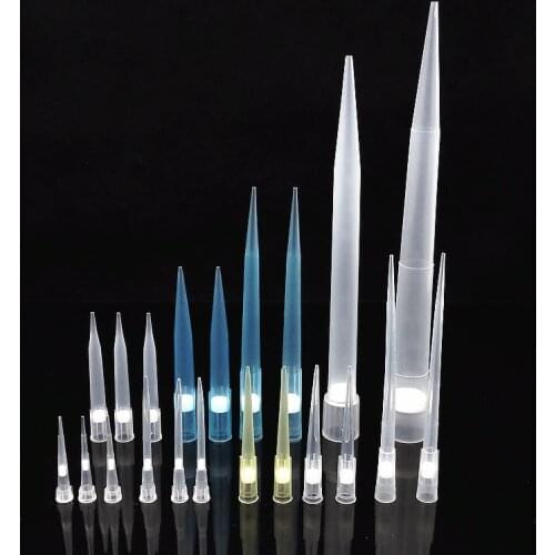 50pcs to 1000pcs 10ul 100ul 200ul 300ul 1000ul 5ml 10ml Pipettor Suction Tip with Filter Element, PP Pipette Nozzle Lab Supplies