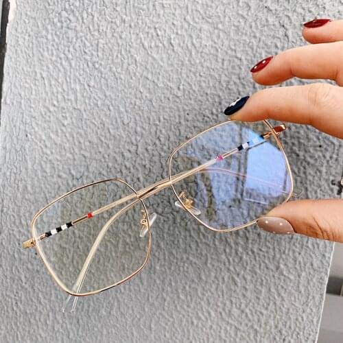 2020 New Fashion Transparent Square Glasses Metal Frame Women Spectacle Myopia Men EyeGlasses Nerd Optical Clear Lens