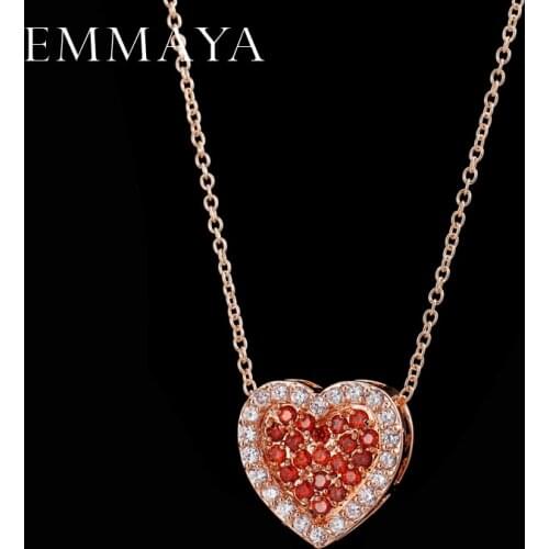 EMMAYA Brand New Rose Gold-Color Austrian Crystal Luxury Heart Necklaces & Pendants Fashion Jewelry for Women