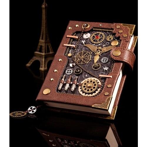 New European Retro Notebook Personality Creative Notebook Steampunk Hand Book Loose-leaf Retro Hand Book Notepad Leather Diary