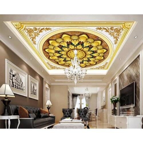 Beibehang papel de parede Customized Photo Wallpaper 3D Stereo Art European golden pattern Ceiling wallpaper for walls 3 d