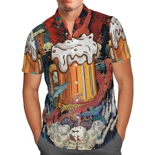 Beer 3D Print Beach Hawaiian 2021 Summer Vintage Shirt Short Sleeve Shirt Streetwear Oversized 5XL Camisa Social Chemise Homme-1