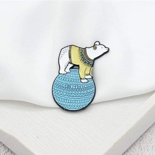 Polar bear Enamel Brooch Wearing headphones A bear playing bowling Lapel Pin Backpack sweater Custom Badge Gifts for friends