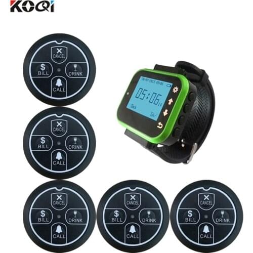 Easy To Use 1 watch pager 5 buttons 433MHZ Restaurant Fast food Wireless Paging System