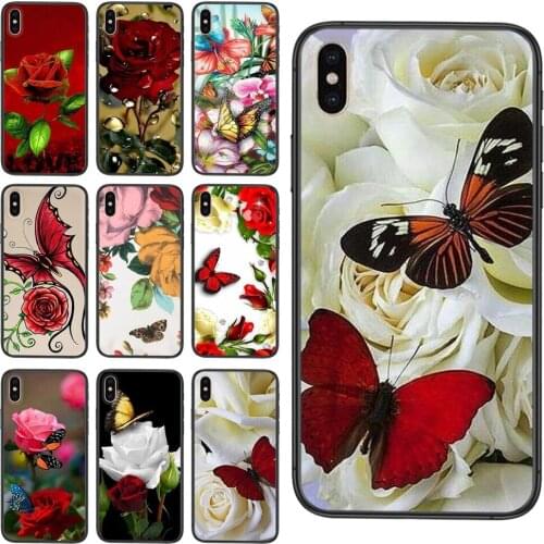 Black Etui Luxury Cover Trend For Xiaomi Mi 11 10T 10S 10 Ultra Pro Lite Poco X3 NFC CC9 Butterflies on roses Petty Gain