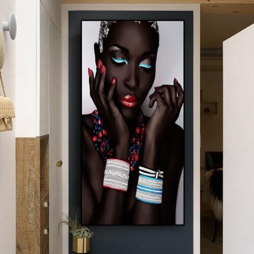 Sexy Black Nude African Woman Lips and Nails Canvas Painting Posters and Prints Scandinavian Wall Art Picture for Living Room