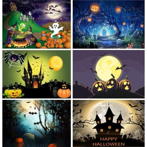 SHENGYONGBAO Halloween Backdrop Castle Pumpkin Lantern Moon Photography Background For Photo Studio Props 1911CXZM-55