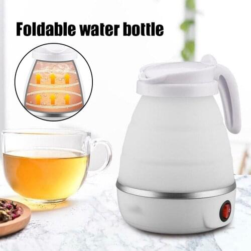 New Foldable Electric Kettle Travel Portable Kettle with Silicone Insulation Heating Boiler Tea Pot 20 Oz for Camping White