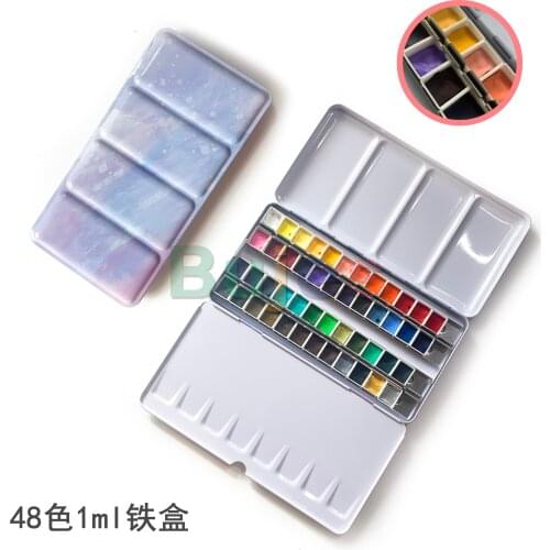 Super vision Ancient Color 24 48 Color Professional Watercolor Pigment, Antique-style Pigment, Travel Portable Tin Box