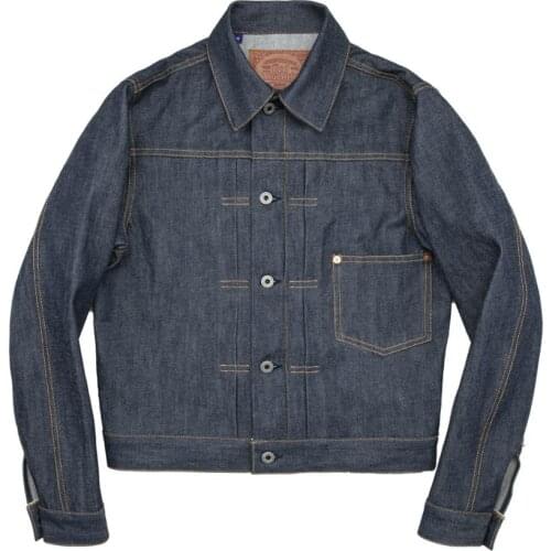 TYPE1-0001 Big Size 14oz High Quality Cotton Denim Jacket Casual Stylish Raw Unwashed Coat