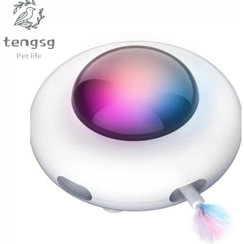 Smart Cat Toy Interactive Dolls Flying Saucer Feather Stick Spinning Pet Turntable Catching Training Electronic Components