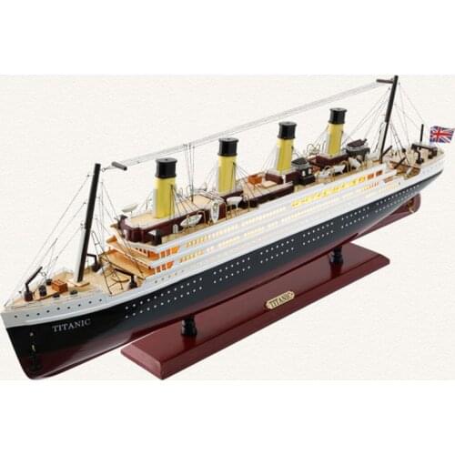 50-100CM with LED Lights Wooden Titanic Cruise Ship Model Decoration Wood Sailing Boat Craft Creative Home Living Room Decor